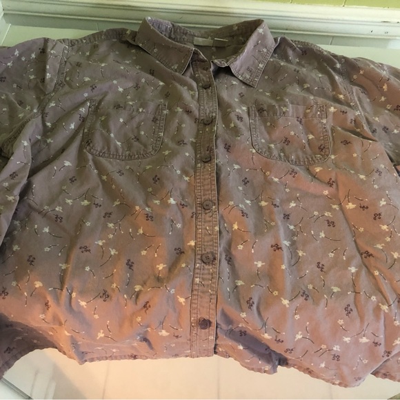 Cherokee Lavender Floral Button Down Shirt - Picture 2 of 5